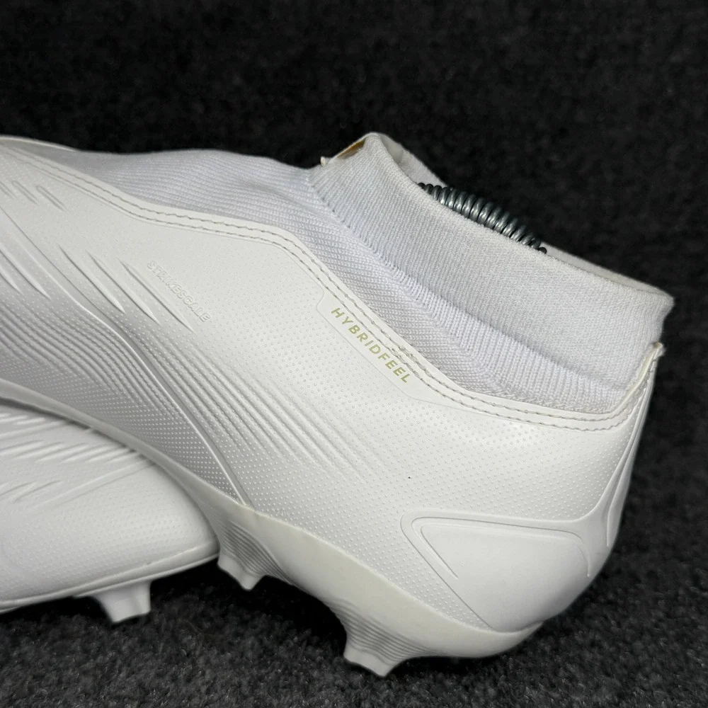 Adidas Predator League FG Soccer Cleats Men's 13.5 White Gold Laceless Athletic